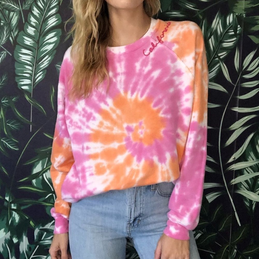 Anthropologie I Stole My Boyfriend’s Sweatshirt ISMBS Tie Dye California